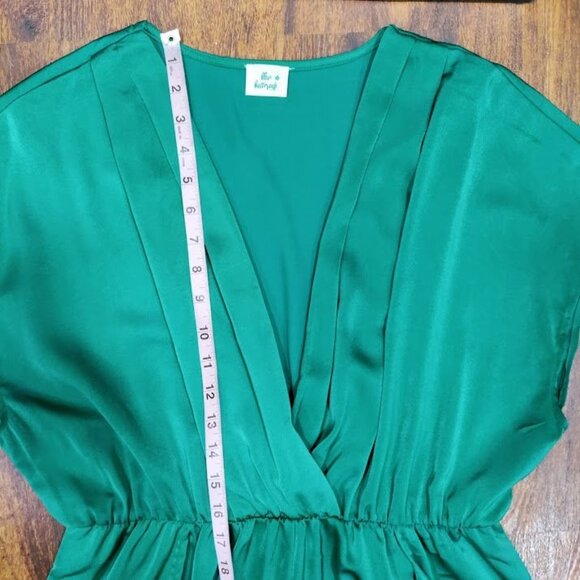 Blue Buttercup Green WideLeg Jumpsuit Whimsy Luxury Lightweight Flowy L Elegant - Picture 7 of 11